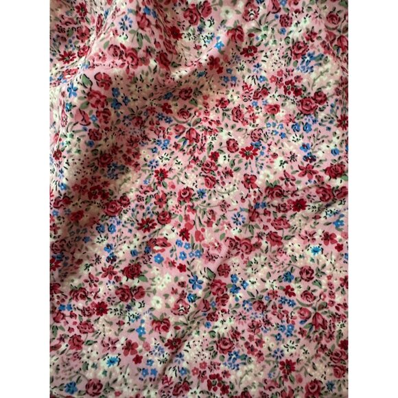 Zara Red White Blue Floral Tiered Mini Dress Puff Sleeve Button Front Size - Picture 5 of 10